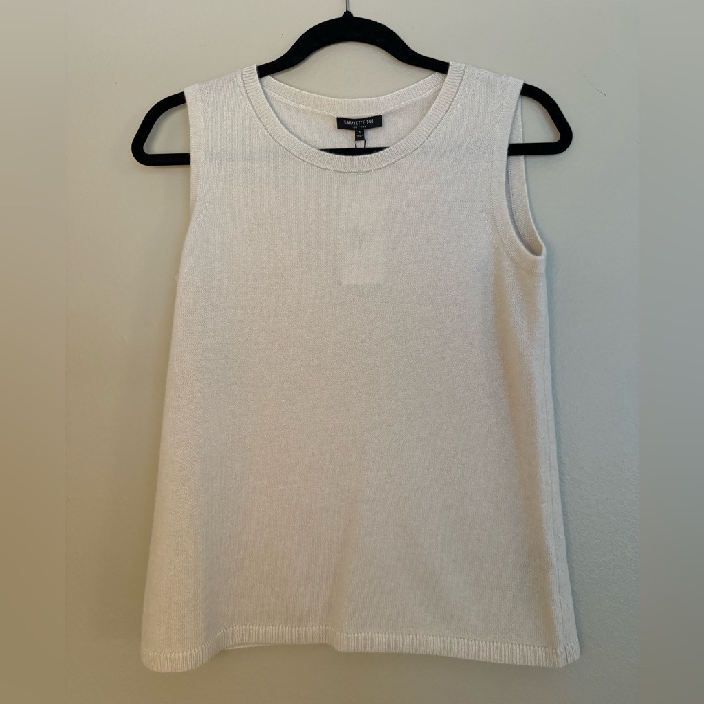 Nwt Lafayette 148 Chain Detail Cashmere Shell. Size Small.